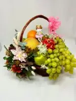 Cesta Gourmet de Fruta y Flores Preservadas